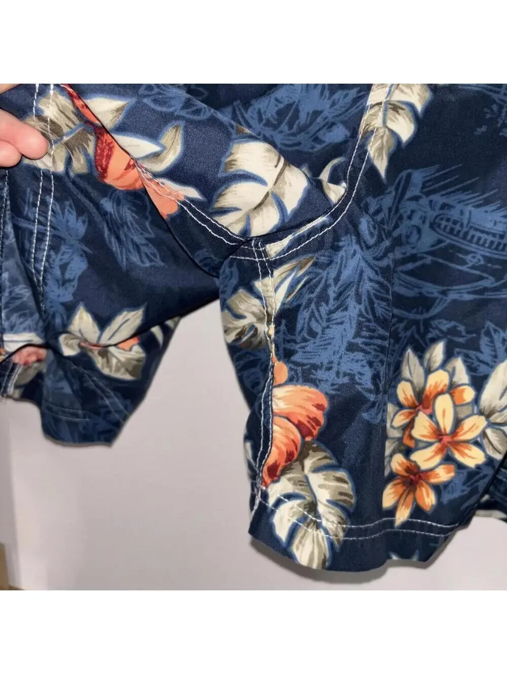 Men’s Puritan Navy and Floral Car Printed Swim Shorts Mesh Interior POCKETS